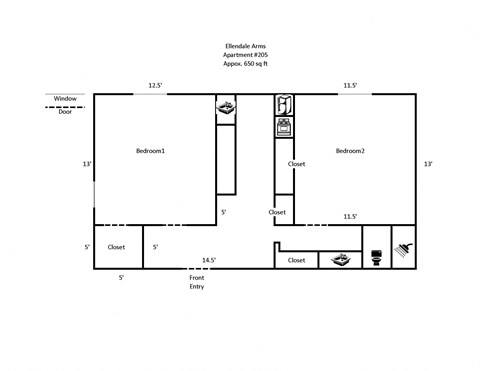 Ellendale Arms Apartments 2 bedroom floorplan